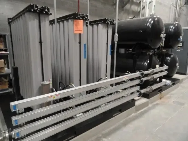 Nitrogen and compressed air system set up within a building