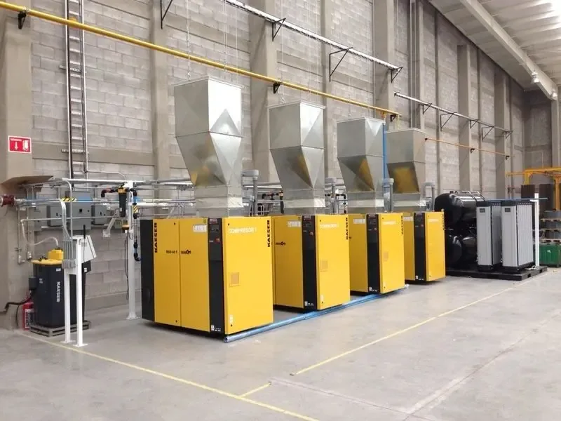 Line of 4 rotary screw air compressors