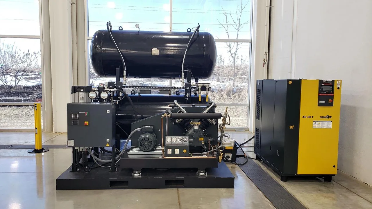 Rotary screw & booster air compressor system set up