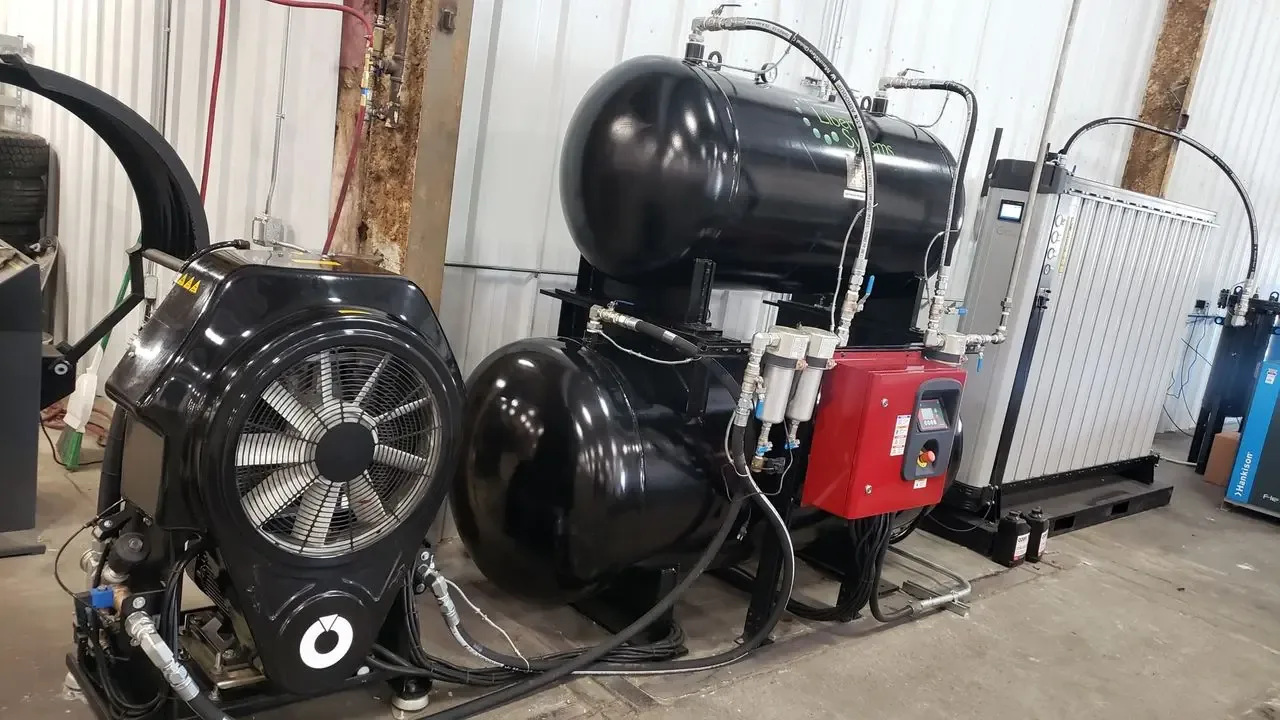 Compressed air booster compressor system setup