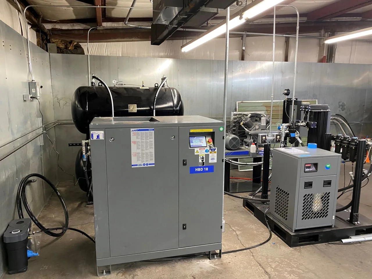 HBD 18 rotary screw air compressor system set up